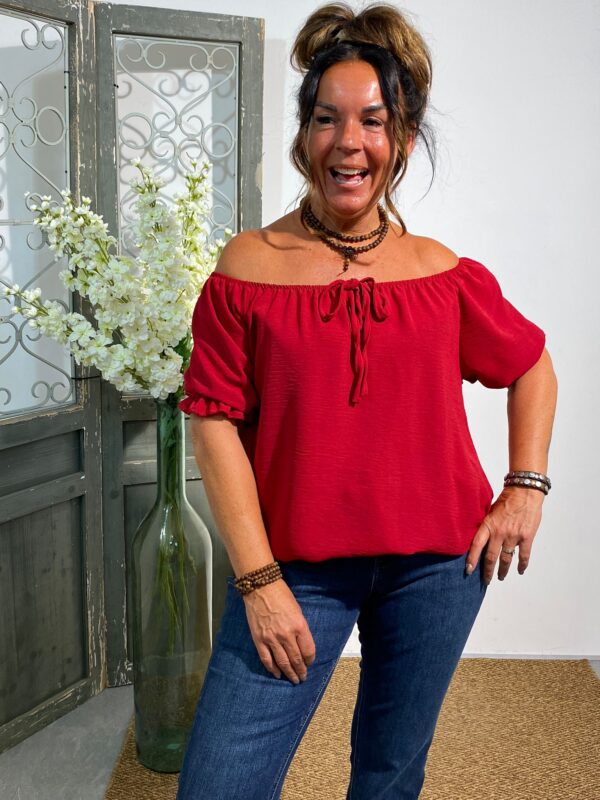 New Collection Wijnrood Top "Leonie" - Afbeelding 3
