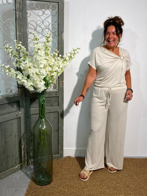 Italy Moda Beige Pantalon Effen