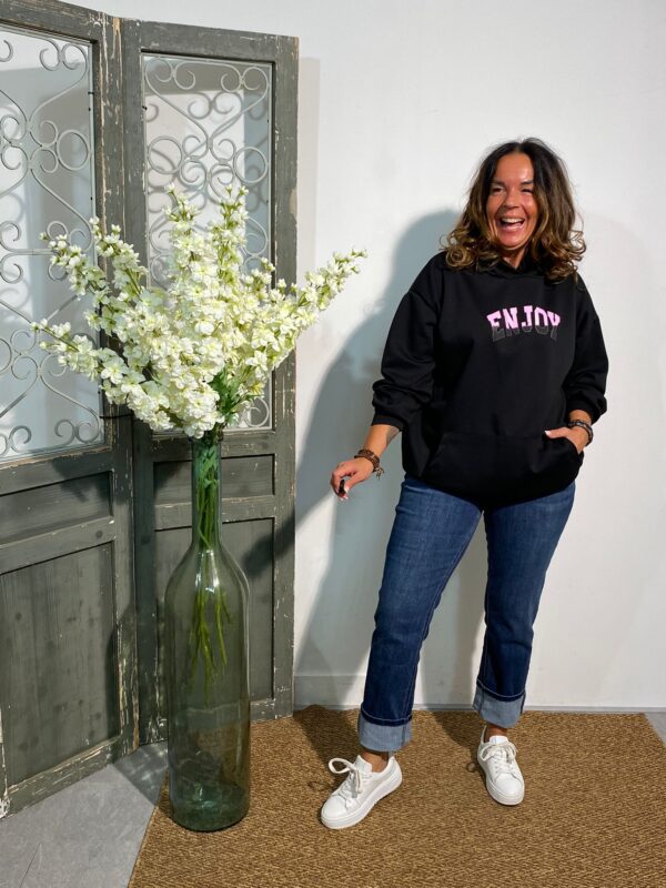 Mr. Shine Zwart Hoodie Enjoy