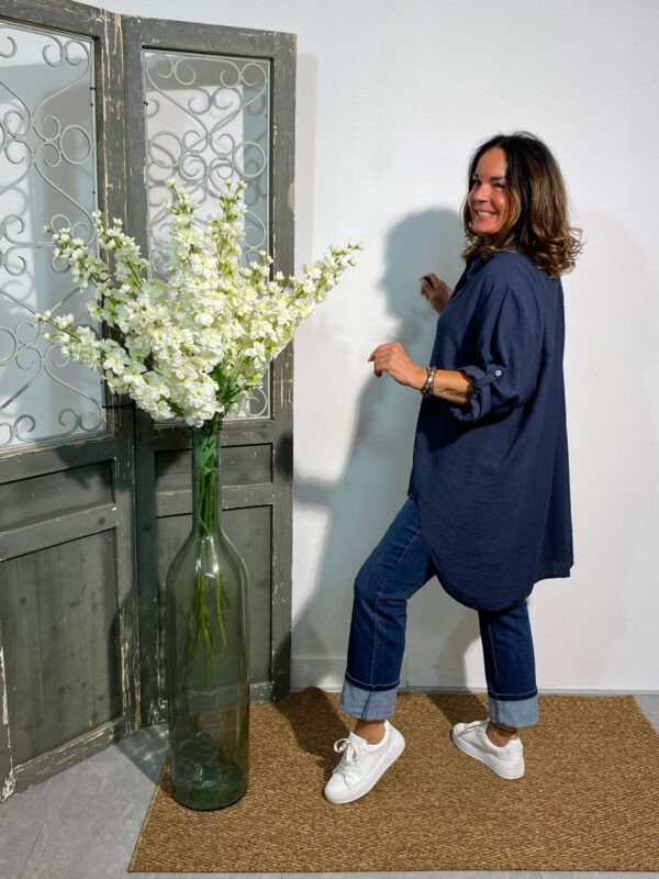 Italy Moda Navy Blouse High-Low - Afbeelding 2