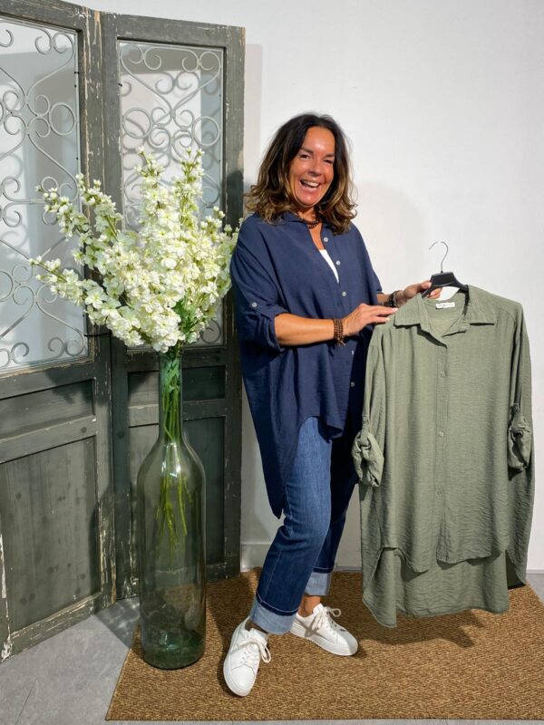 Italy Moda Navy Blouse High-Low - Afbeelding 4