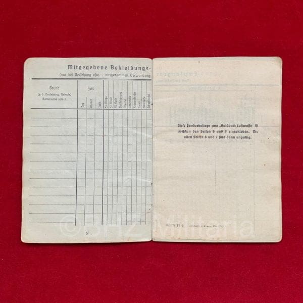 Luftwaffe Soldbuch Flieger-Stabsingenieur