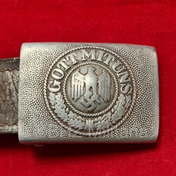 Aluminium Wehrmacht Koppelslot met leertje J. Deutschbein Euskirchen 1938