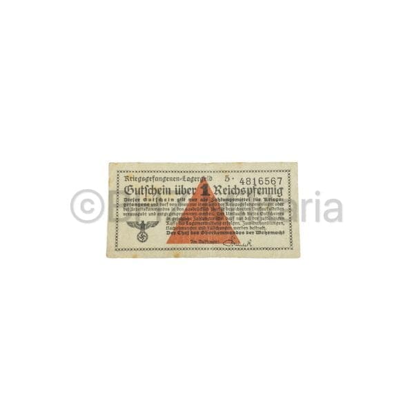 Kriegsgefangenen Lagergeld 1 Reichspfennig