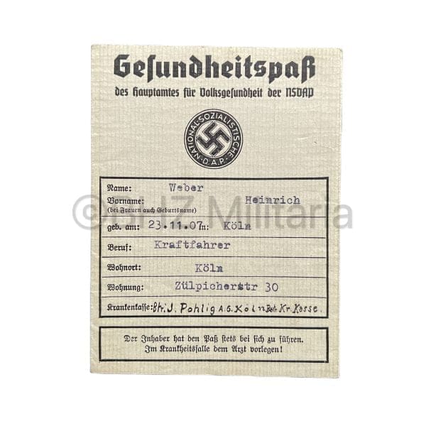 Gesundheitspaß NSDAP