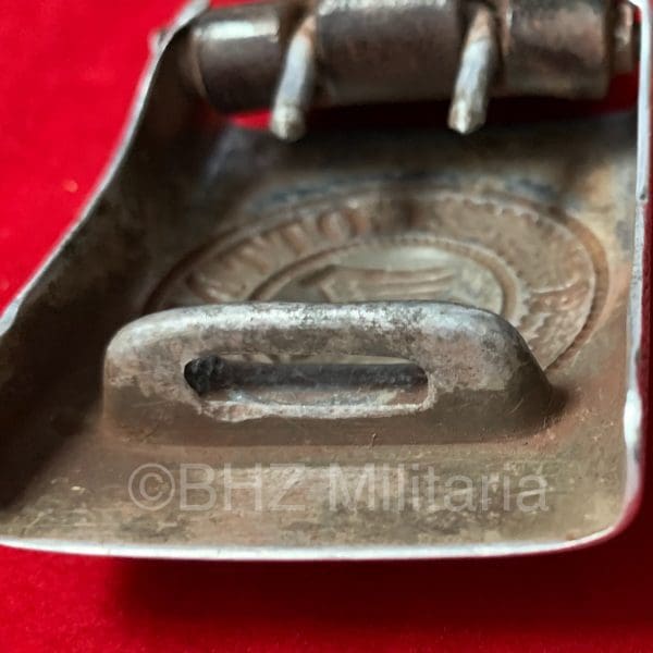 Aluminium Wehrmacht Koppelslot met leertje J. Deutschbein Euskirchen 1938