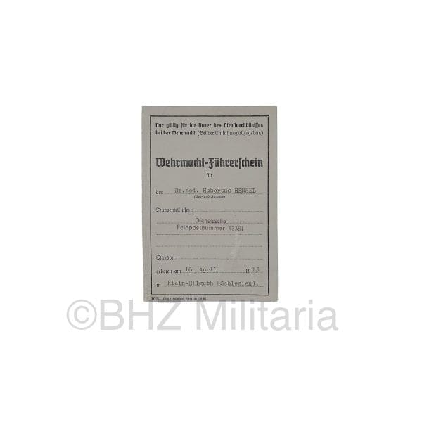 Wehrpass & Wehrmacht Führerschein Arts
