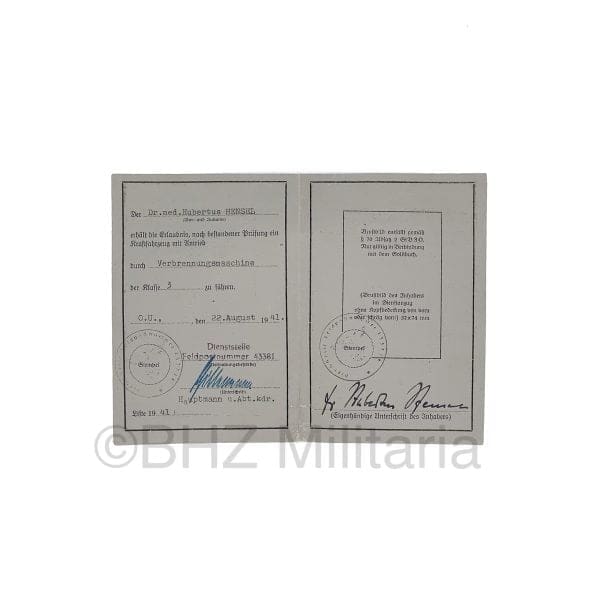 Wehrpass & Wehrmacht Führerschein Arts
