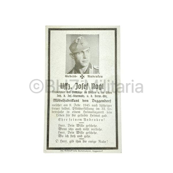 Sterbebild 1945 Feldmütze M43