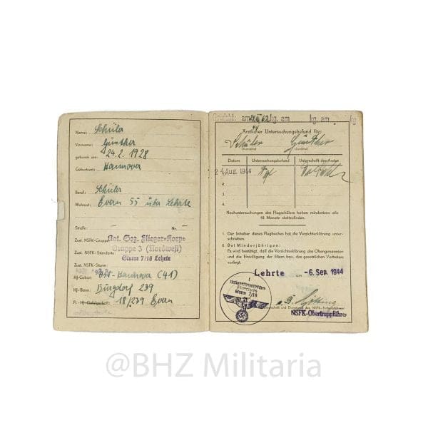 Nationalsozialistisches Fliegerkorps (NSFK) Flugbuch