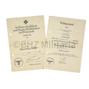 Oorkondeset IJzeren Kruis 2. Klasse & Verwundetenabzeichen Zilver