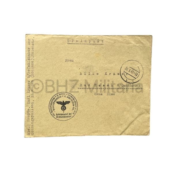 SS Feldpost Brief Nijmegen 1943
