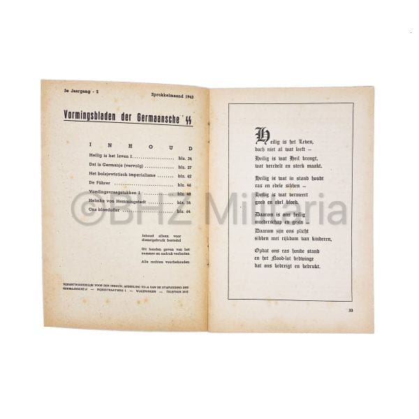 SS Vormingsbladen der Germaansche SS - Februari 1943 - 3e Jaargang Nr 2