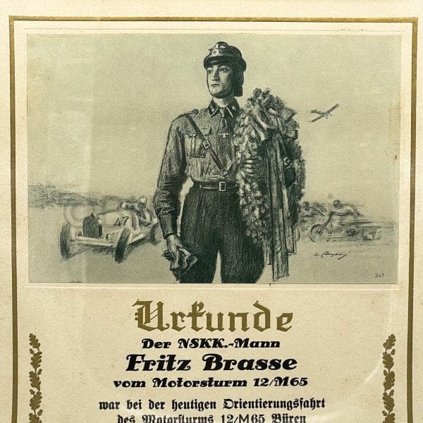 Urkunde NSKK-Mann Motorsturm 12/M65 Büren