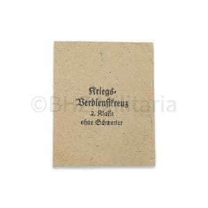 Verliehungstüte KvK 2 Klasse 1939 Ohne Schwerter Werner Redo