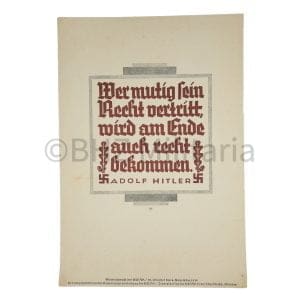 Wochenspruch der NSDAP 29. Oktober 1939 - Adolf Hitler