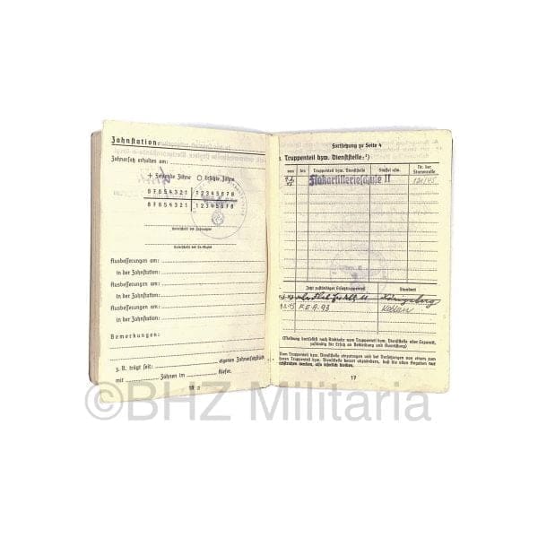 Luftwaffe Soldbuch Oberleutnant FLAK