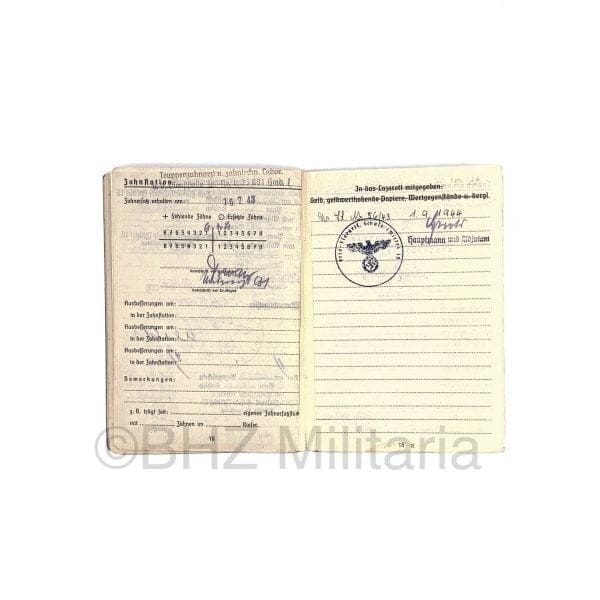 Luftwaffe Soldbuch Oberleutnant FLAK