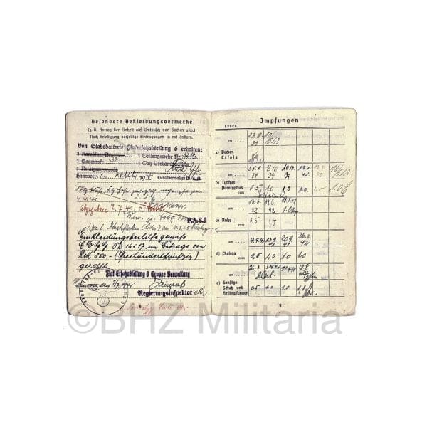 Luftwaffe Soldbuch Oberleutnant FLAK