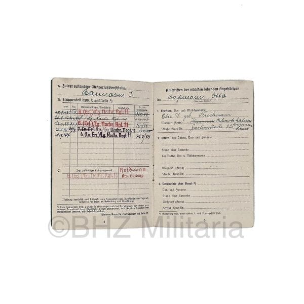 Soldbuch Luftwaffe Feldwebel Luftgau Nachrichten Regiment 11