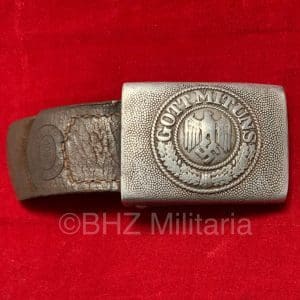 Aluminium Wehrmacht Koppelslot met leertje J. Deutschbein Euskirchen 1938