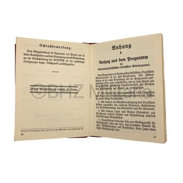 NSDAP Membership Booklet