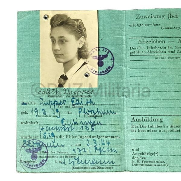 Dienstkarte der Hitler-Jugend 4532726 - BDM