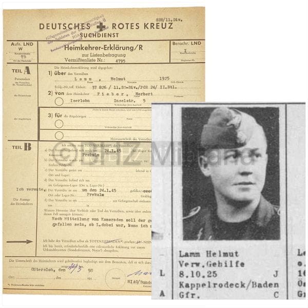 DRK Heimkehrer-Erklärung SS Mann