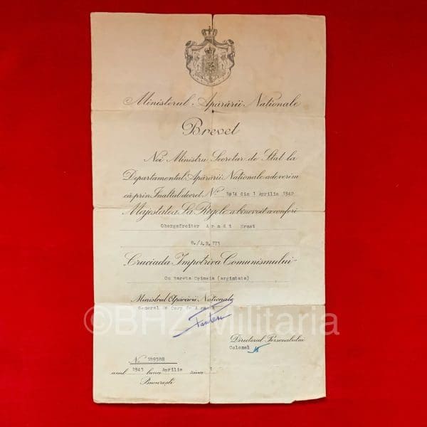Medalia Cruciada împotriva comunismului document