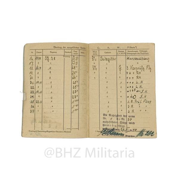 Nationalsozialistisches Fliegerkorps (NSFK) Flugbuch