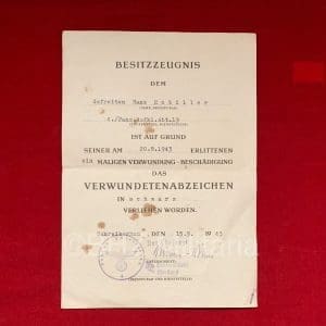 Verleningsdocument Verwundentenabzeichen Schwartz