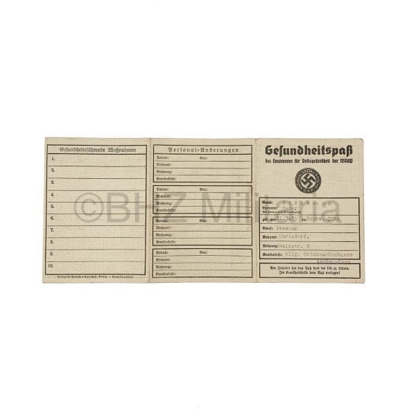 Gesundheidspass des Hauptamtes für Volksgesundheit der NSDAP
