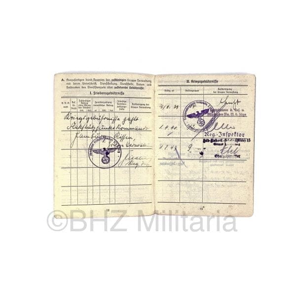 Luftwaffe Soldbuch Oberleutnant FLAK