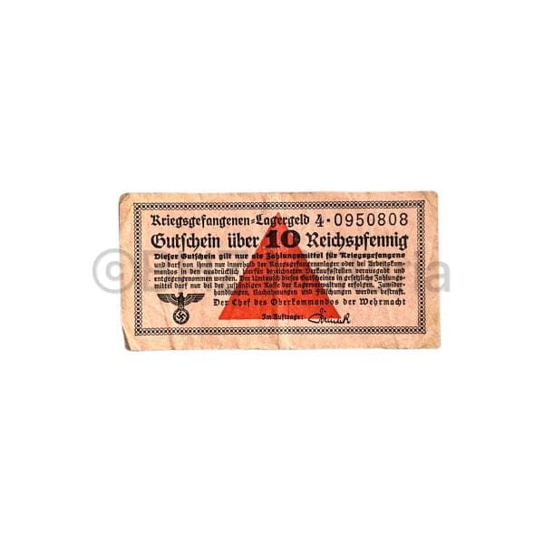 Kriegsgefangenen Lagergeld 10 Reichspfennig