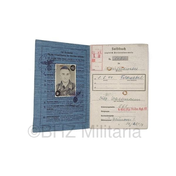 Soldbuch Luftwaffe Feldwebel Luftgau Nachrichten Regiment 11