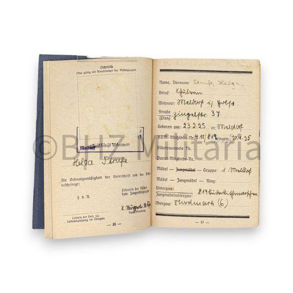leistungsbuch des bundes deutscher mädel und des jungmädelbundes in der hj