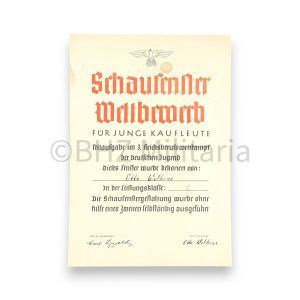 ehren urkunde 3. reichsberufswettkampf der deutschen jugend