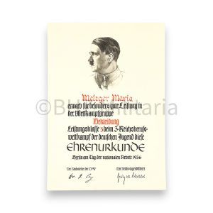 ehrenurkunde 3. reichsberufswettkampf der deutschen jugend 1936