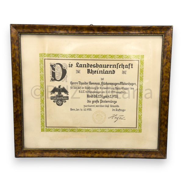 reichsnährstand preismünze & urkunde