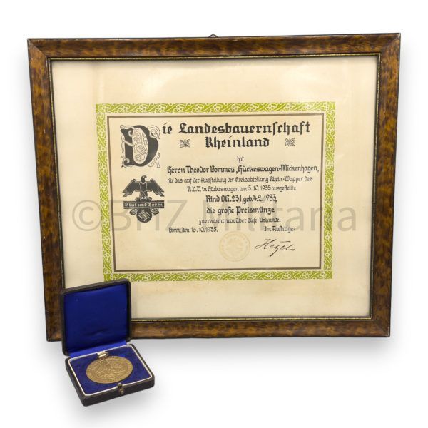 reichsnährstand preismünze & urkunde