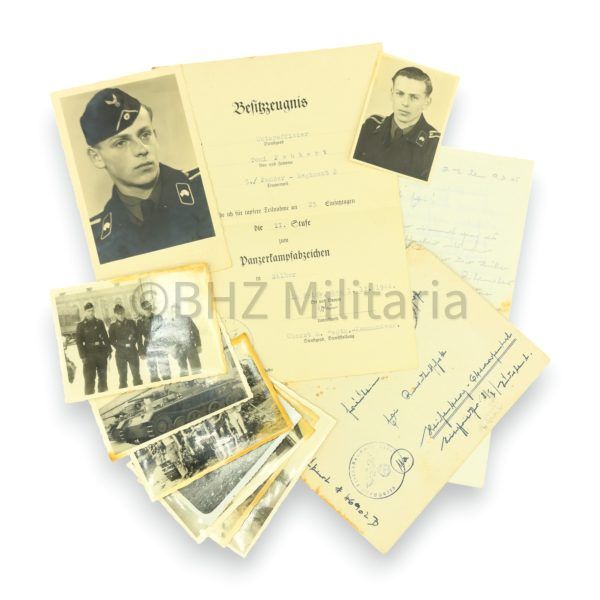 besitzzeugnis 2e stufe panzerkampfabzeichen silber met foto's en brief