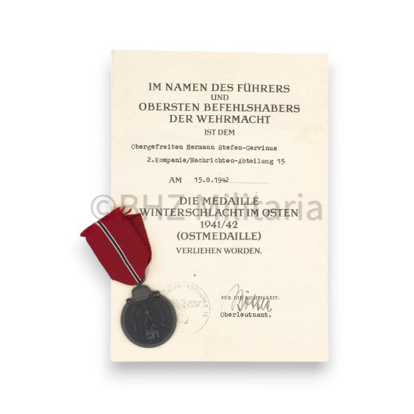 ostmedaille met oorkonde