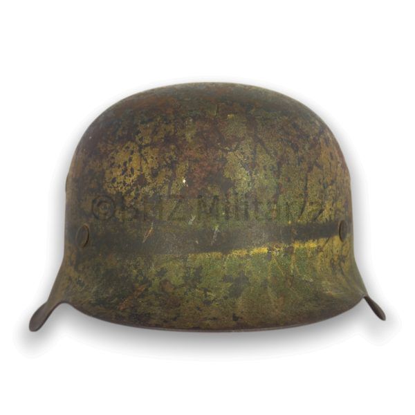 m42 lw felddivision 2 kleuren camo helm et66 met band & gaas afdruk