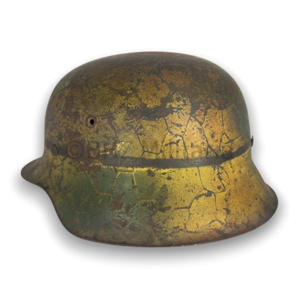 m42 lw felddivision 2 kleuren camo helm et66 met band & gaas afdruk
