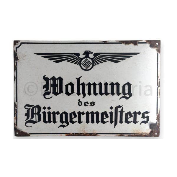 emaille bord wohnung des bürgermeisters