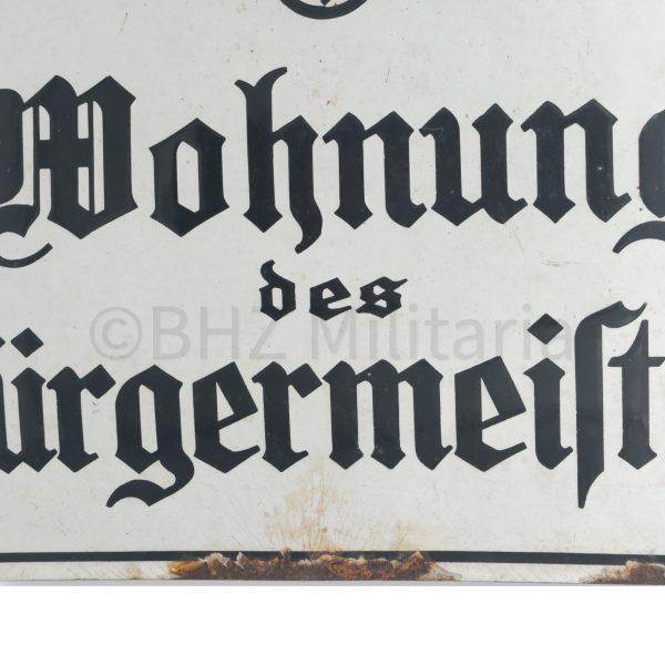 emaille bord wohnung des bürgermeisters