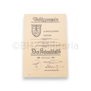 besitzzeugnis der krimschild jäger regiment 49