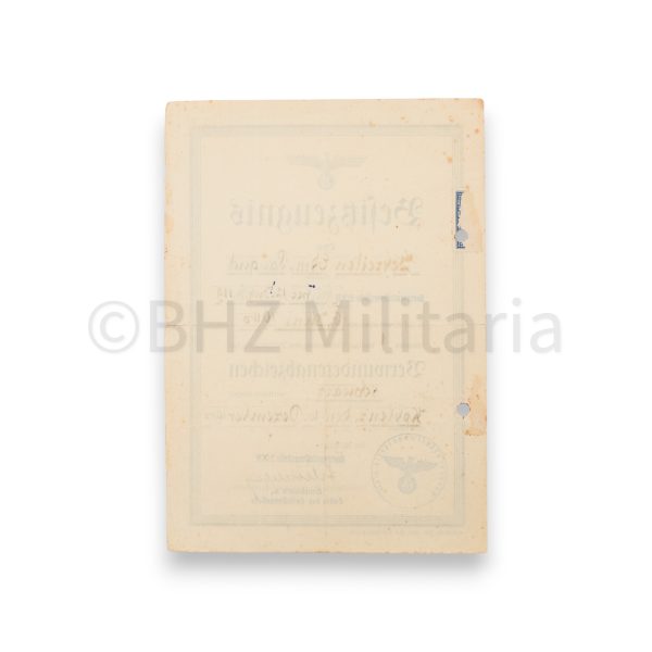 besitzzeugnis verwundetenabz schwarz 6 juni 1940