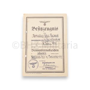 besitzzeugnis verwundetenabz schwarz 6 juni 1940
