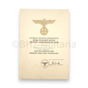 heldentot urkunde obergefreiter panzer regiment